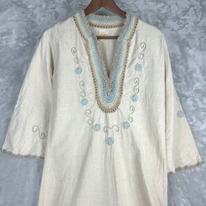 Caitela Embroidered Tunic dress Crochet Boho Hippie 70's‎ flowerchild size small